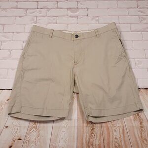 Faherty Chino Shorts Waist 36 Inseam 7.5 Beige Flat Front Cotton Tencel Elastane